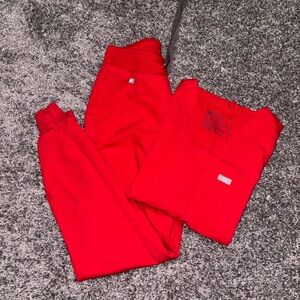 Red Jogger Scrub Set